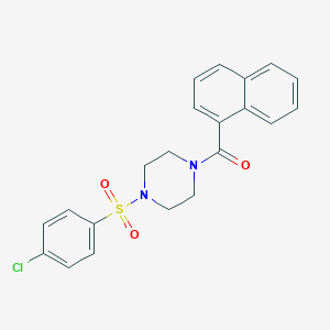 molecular formula C21H19ClN2O3S B249007 1-[(4-Chlorophenyl)sulfonyl]-4-(1-naphthoyl)piperazine 