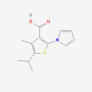 molecular formula C13H15NO2S B2490073 5-Isopropyl-4-methyl-2-(1H-pyrrol-1-YL)thiophene-3-carboxylic acid CAS No. 952959-50-1