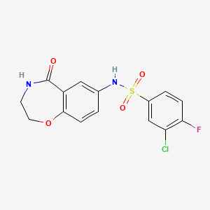 3-chloro-4-fluoro-N-(5-oxo-2,3,4,5-tetrahydrobenzo[f][1,4]oxazepin-7-yl)benzenesulfonamide