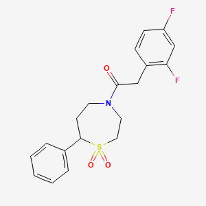 molecular formula C19H19F2NO3S B2490083 2-(2,4-Difluorophenyl)-1-(1,1-dioxido-7-phenyl-1,4-thiazepan-4-yl)ethanone CAS No. 2034303-85-8