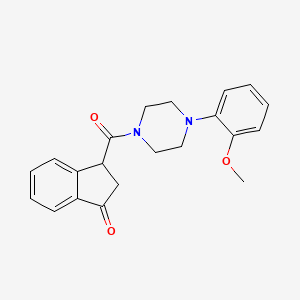 molecular formula C21H22N2O3 B2490084 3-(4-(2-methoxyphenyl)piperazine-1-carbonyl)-2,3-dihydro-1H-inden-1-one CAS No. 240403-55-8
