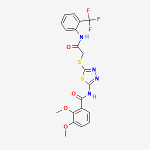 molecular formula C20H17F3N4O4S2 B2490085 2,3-dimethoxy-N-[5-[2-oxo-2-[2-(trifluoromethyl)anilino]ethyl]sulfanyl-1,3,4-thiadiazol-2-yl]benzamide CAS No. 389073-12-5