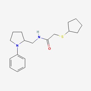 molecular formula C18H26N2OS B2490086 2-(cyclopentylthio)-N-((1-phenylpyrrolidin-2-yl)methyl)acetamide CAS No. 1797859-73-4