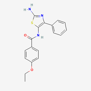 molecular formula C18H17N3O2S B2490089 N-(2-Amino-4-phenyl-1,3-thiazol-5-YL)-4-ethoxybenzamide CAS No. 2196112-25-9