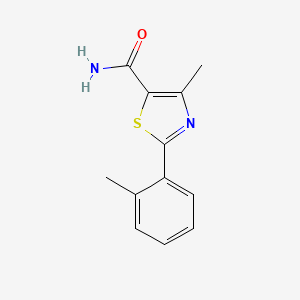 molecular formula C12H12N2OS B2490092 4-Methyl-2-(o-tolyl)thiazole-5-carboxamide CAS No. 1448038-30-9
