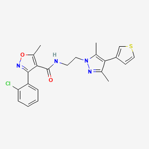 3-(2-chlorophenyl)-N-(2-(3,5-dimethyl-4-(thiophen-3-yl)-1H-pyrazol-1-yl)ethyl)-5-methylisoxazole-4-carboxamide