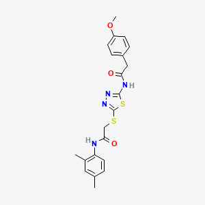 molecular formula C21H22N4O3S2 B2490098 N-(2,4-二甲基苯基)-2-((5-(2-(4-甲氧基苯基)乙酰氨基)-1,3,4-噻二唑-2-基)硫)乙酰胺 CAS No. 392295-55-5