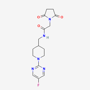molecular formula C16H20FN5O3 B2490100 2-(2,5-Dioxopyrrolidin-1-yl)-N-[[1-(5-fluoropyrimidin-2-yl)piperidin-4-yl]methyl]acetamide CAS No. 2415513-61-8