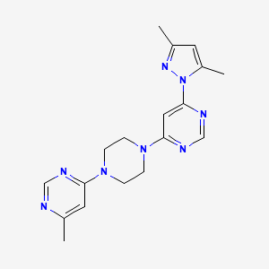 molecular formula C18H22N8 B2490104 4-(3,5-dimethyl-1H-pyrazol-1-yl)-6-[4-(6-methylpyrimidin-4-yl)piperazin-1-yl]pyrimidine CAS No. 2415499-89-5