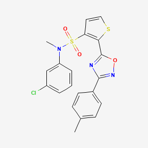 molecular formula C20H16ClN3O3S2 B2490109 N-(3-chlorophenyl)-N-methyl-2-[3-(4-methylphenyl)-1,2,4-oxadiazol-5-yl]thiophene-3-sulfonamide CAS No. 1251617-49-8