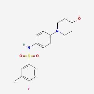 molecular formula C19H23FN2O3S B2490121 4-fluoro-N-(4-(4-methoxypiperidin-1-yl)phenyl)-3-methylbenzenesulfonamide CAS No. 1797344-98-9