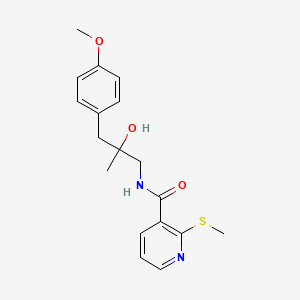 molecular formula C18H22N2O3S B2490123 N-(2-羟基-3-(4-甲氧基苯基)-2-甲基丙基)-2-(甲硫基)烟酰胺 CAS No. 1396745-94-0