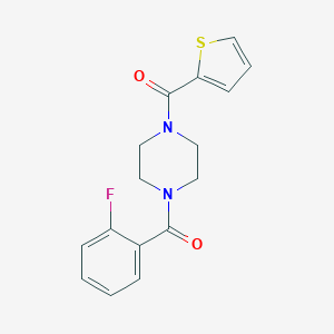 molecular formula C16H15FN2O2S B249013 (2-Fluoro-phenyl)-[4-(thiophene-2-carbonyl)-piperazin-1-yl]-methanone 