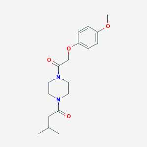 molecular formula C18H26N2O4 B249014 1-[(4-Methoxyphenoxy)acetyl]-4-(3-methylbutanoyl)piperazine 