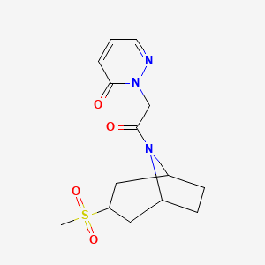 molecular formula C14H19N3O4S B2490142 2-(2-((1R,5S)-3-(methylsulfonyl)-8-azabicyclo[3.2.1]octan-8-yl)-2-oxoethyl)pyridazin-3(2H)-one CAS No. 1704512-68-4