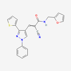 2-cyano-N-[(furan-2-yl)methyl]-3-[1-phenyl-3-(thiophen-2-yl)-1H-pyrazol-4-yl]prop-2-enamide