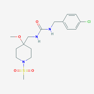 molecular formula C16H24ClN3O4S B2490169 1-[(4-Chlorophenyl)methyl]-3-[(1-methanesulfonyl-4-methoxypiperidin-4-yl)methyl]urea CAS No. 2415461-85-5