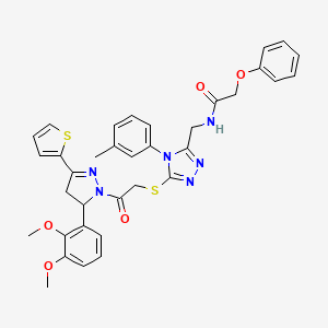 N-[[5-[2-[3-(2,3-dimethoxyphenyl)-5-thiophen-2-yl-3,4-dihydropyrazol-2-yl]-2-oxoethyl]sulfanyl-4-(3-methylphenyl)-1,2,4-triazol-3-yl]methyl]-2-phenoxyacetamide