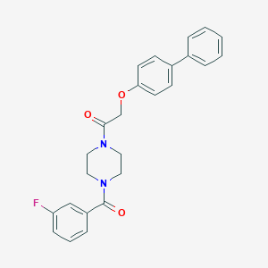 molecular formula C25H23FN2O3 B249018 1-[([1,1'-Biphenyl]-4-yloxy)acetyl]-4-(3-fluorobenzoyl)piperazine 