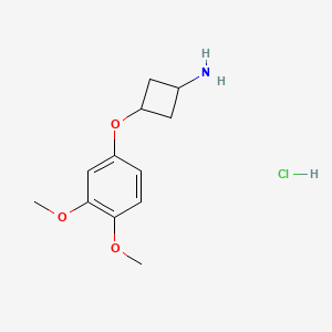 molecular formula C24H36Cl2N2O6 B2490182 trans-3-(3,4-Dimethoxyphenoxy)cyclobutanamine hydrochloride CAS No. 1630906-76-1