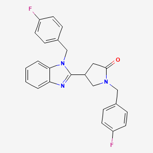 molecular formula C25H21F2N3O B2490183 1-(4-fluorobenzyl)-4-[1-(4-fluorobenzyl)-1H-benzimidazol-2-yl]pyrrolidin-2-one CAS No. 912890-38-1