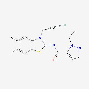 molecular formula C18H18N4OS B2490193 (E)-N-(5,6-二甲基-3-(丙-2-炔基)苯并[d]噻唑-2(3H)-基)-1-乙基-1H-吡唑-5-甲酰胺 CAS No. 1173603-23-0