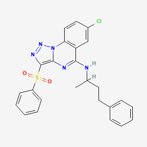 molecular formula C25H22ClN5O2S B2490200 7-氯-N-(1-甲基-3-苯基丙基)-3-(苯基磺酰)[1,2,3]三唑并[1,5-a]喹唑啉-5-胺 CAS No. 893786-61-3