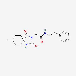 molecular formula C19H25N3O3 B2490211 2-(8-methyl-2,4-dioxo-1,3-diazaspiro[4.5]decan-3-yl)-N-phenethylacetamide CAS No. 722478-58-2