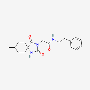 2-(8-methyl-2,4-dioxo-1,3-diazaspiro[4.5]decan-3-yl)-N-phenethylacetamide