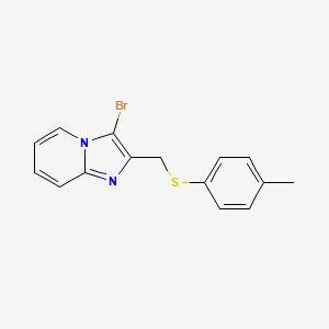 molecular formula C15H13BrN2S B2490215 3-溴-2-((对甲苯硫基)甲基)咪唑并[1,2-a]吡啶 CAS No. 325778-80-1