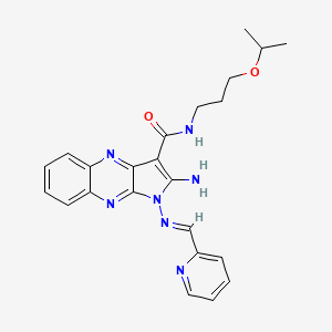 molecular formula C23H25N7O2 B2490221 (E)-2-amino-N-(3-isopropoxypropyl)-1-((pyridin-2-ylmethylene)amino)-1H-pyrrolo[2,3-b]quinoxaline-3-carboxamide CAS No. 840479-90-5