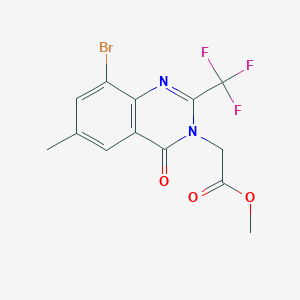 molecular formula C13H10BrF3N2O3 B2490229 methyl 2-[8-bromo-6-methyl-4-oxo-2-(trifluoromethyl)-3(4H)-quinazolinyl]acetate CAS No. 866151-16-8