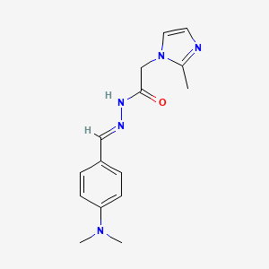 molecular formula C15H19N5O B2490238 (E)-N'-(4-(二甲基氨基)苯甲亚甲基)-2-(2-甲基-1H-咪唑-1-基)乙酰肼 CAS No. 861627-93-2