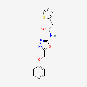 molecular formula C15H13N3O3S B2490240 N-(5-(phenoxymethyl)-1,3,4-oxadiazol-2-yl)-2-(thiophen-2-yl)acetamide CAS No. 1286703-66-9