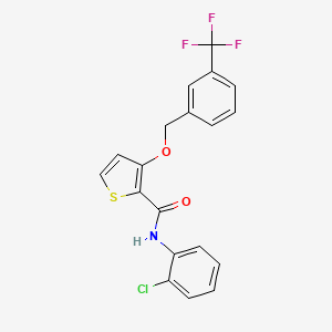 molecular formula C19H13ClF3NO2S B2490242 N-(2-氯苯基)-3-{[3-(三氟甲基)苯甲氧基]-2-噻吩甲酰胺 CAS No. 344273-18-3