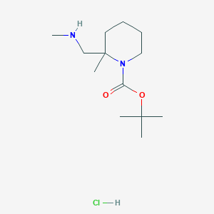 molecular formula C13H27ClN2O2 B2490243 Tert-butyl 2-methyl-2-(methylaminomethyl)piperidine-1-carboxylate;hydrochloride CAS No. 2567504-73-6