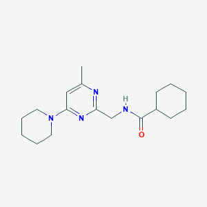 molecular formula C18H28N4O B2490245 N-((4-甲基-6-(哌啶-1-基)嘧啶-2-基)甲基)环己烷甲酰胺 CAS No. 1796963-15-9