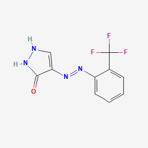 molecular formula C10H7F3N4O B2490251 1H-pyrazole-4,5-dione 4-{N-[2-(trifluoromethyl)phenyl]hydrazone} CAS No. 338416-87-8