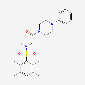 molecular formula C22H29N3O3S B2490253 2,3,5,6-tetramethyl-N-[2-oxo-2-(4-phenylpiperazin-1-yl)ethyl]benzene-1-sulfonamide CAS No. 690246-14-1