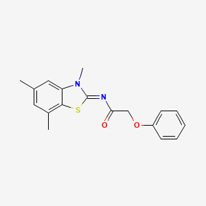 molecular formula C18H18N2O2S B2490259 2-phenoxy-N-(3,5,7-trimethyl-1,3-benzothiazol-2-ylidene)acetamide CAS No. 1321913-99-8