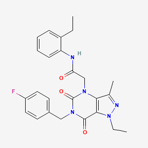 2-(1-ethyl-6-(4-fluorobenzyl)-3-methyl-5,7-dioxo-6,7-dihydro-1H-pyrazolo[4,3-d]pyrimidin-4(5H)-yl)-N-(2-ethylphenyl)acetamide