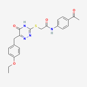 molecular formula C22H22N4O4S B2490262 N-(4-acetylphenyl)-2-{[6-(4-ethoxybenzyl)-5-oxo-4,5-dihydro-1,2,4-triazin-3-yl]sulfanyl}acetamide CAS No. 898622-31-6