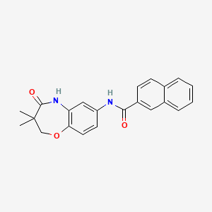 molecular formula C22H20N2O3 B2490264 N-(3,3-二甲基-4-氧代-2,3,4,5-四氢苯并[b][1,4]噁二唑-7-基)-2-萘酰胺 CAS No. 921842-85-5