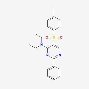 molecular formula C21H23N3O2S B2490269 N,N-二乙基-5-[(4-甲基苯基)磺酰]-2-苯基-4-嘧啶胺 CAS No. 478247-35-7