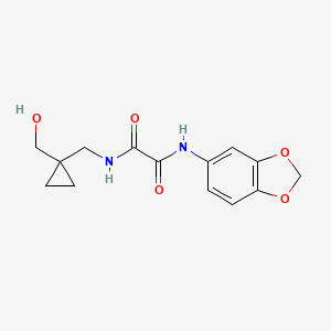 molecular formula C14H16N2O5 B2490271 N1-(benzo[d][1,3]dioxol-5-yl)-N2-((1-(hydroxymethyl)cyclopropyl)methyl)oxalamide CAS No. 1251557-52-4
