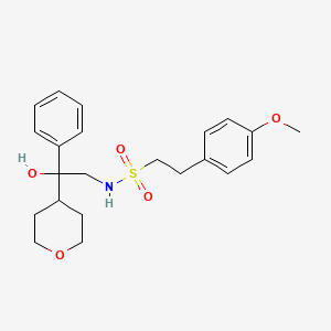molecular formula C22H29NO5S B2490273 N-(2-羟基-2-苯基-2-(四氢呋喃-2H-吡喃-4-基)乙基)-2-(4-甲氧基苯基)乙烷磺酰胺 CAS No. 2034591-98-3