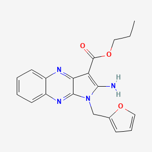 molecular formula C19H18N4O3 B2490275 propyl 2-amino-1-(furan-2-ylmethyl)-1H-pyrrolo[2,3-b]quinoxaline-3-carboxylate CAS No. 848279-15-2