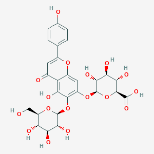 molecular formula C27H30O16 B2490284 beta-D-Glucopyranosiduronic acid, 6-(beta-D-glucopyranosyloxy)-5-hydroxy-2-(4-hydroxyphenyl)-4-oxo-4H-1-benzopyran-7-yl CAS No. 1146045-40-0