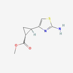 molecular formula C8H10N2O2S B2490285 Methyl (1R,2R)-2-(2-amino-1,3-thiazol-4-yl)cyclopropane-1-carboxylate CAS No. 2445750-35-4