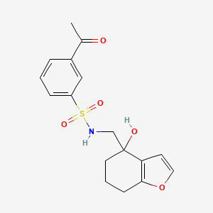 molecular formula C17H19NO5S B2490292 3-Acetyl-N-[(4-hydroxy-6,7-dihydro-5H-1-benzofuran-4-yl)methyl]benzenesulfonamide CAS No. 2310141-78-5